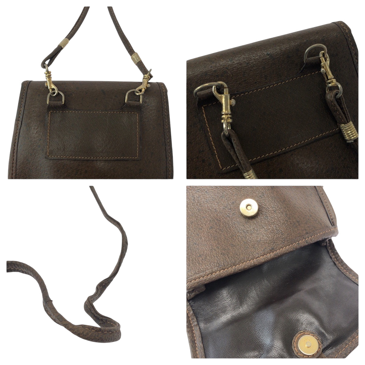 16208
GUCCI グッチ ヴィンテージ オールドグッチ ブラウン ゴールド金具 レザー ショルダーバッグ ポシェット  レディース AB16