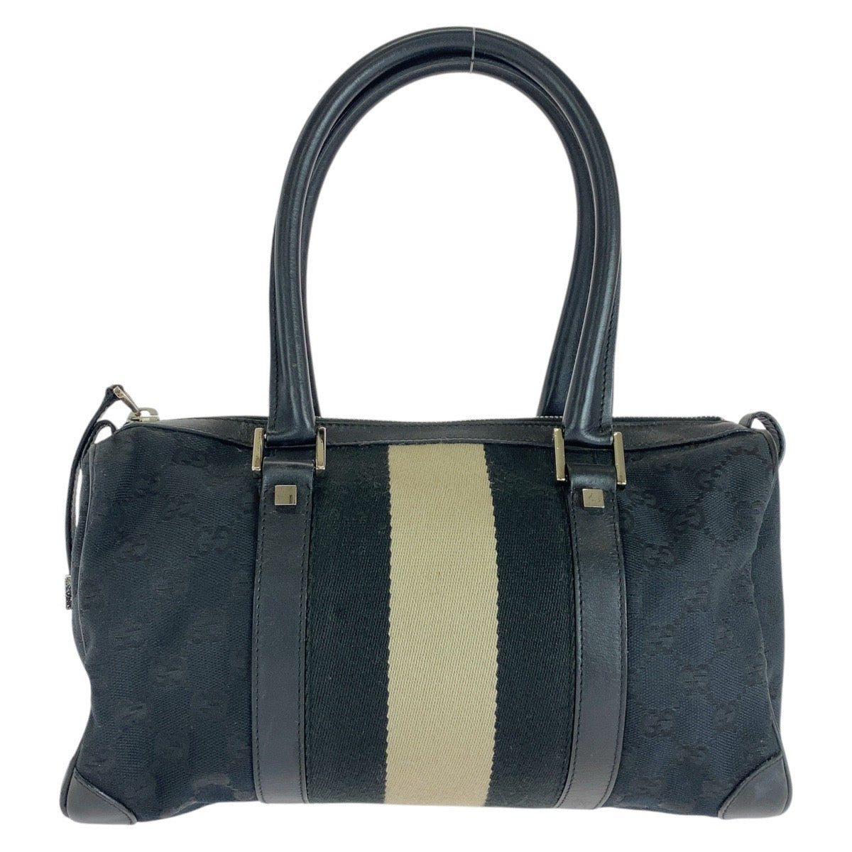 16209
GUCCI グッチ シェリーライン ブラック 黒 シルバー金具 GGキャンバス / レザー 000 0851 ハンドバッグ ミニボストンバッグ  レディース AB20