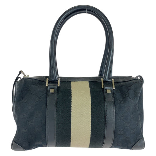16209
GUCCI グッチ シェリーライン ブラック 黒 シルバー金具 GGキャンバス / レザー 000 0851 ハンドバッグ ミニボストンバッグ  レディース AB20