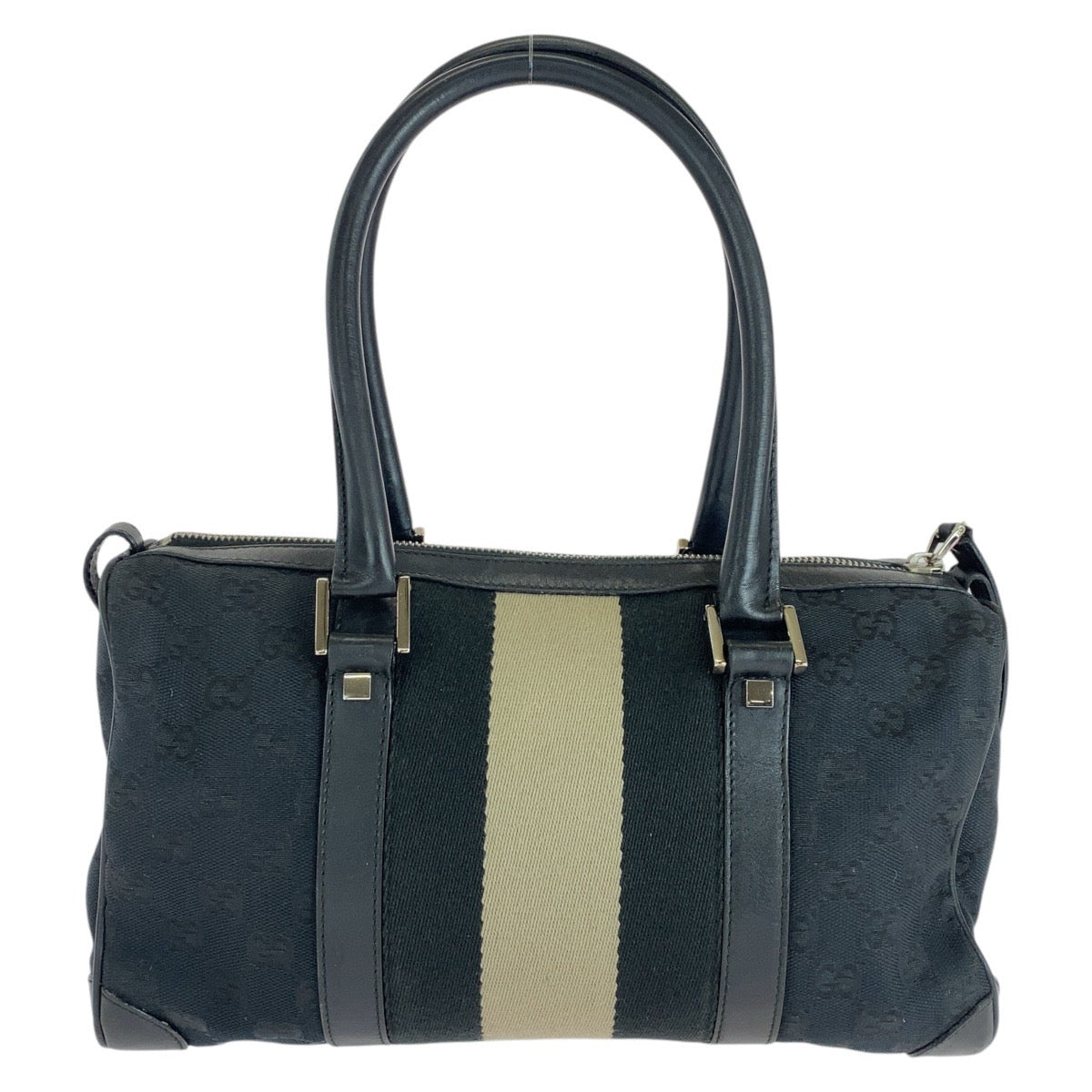 16209
GUCCI グッチ シェリーライン ブラック 黒 シルバー金具 GGキャンバス / レザー 000 0851 ハンドバッグ ミニボストンバッグ  レディース AB20