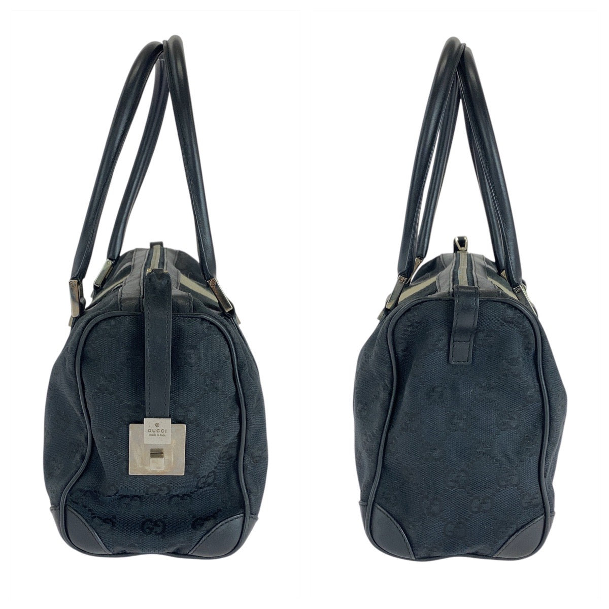 16209
GUCCI グッチ シェリーライン ブラック 黒 シルバー金具 GGキャンバス / レザー 000 0851 ハンドバッグ ミニボストンバッグ  レディース AB20