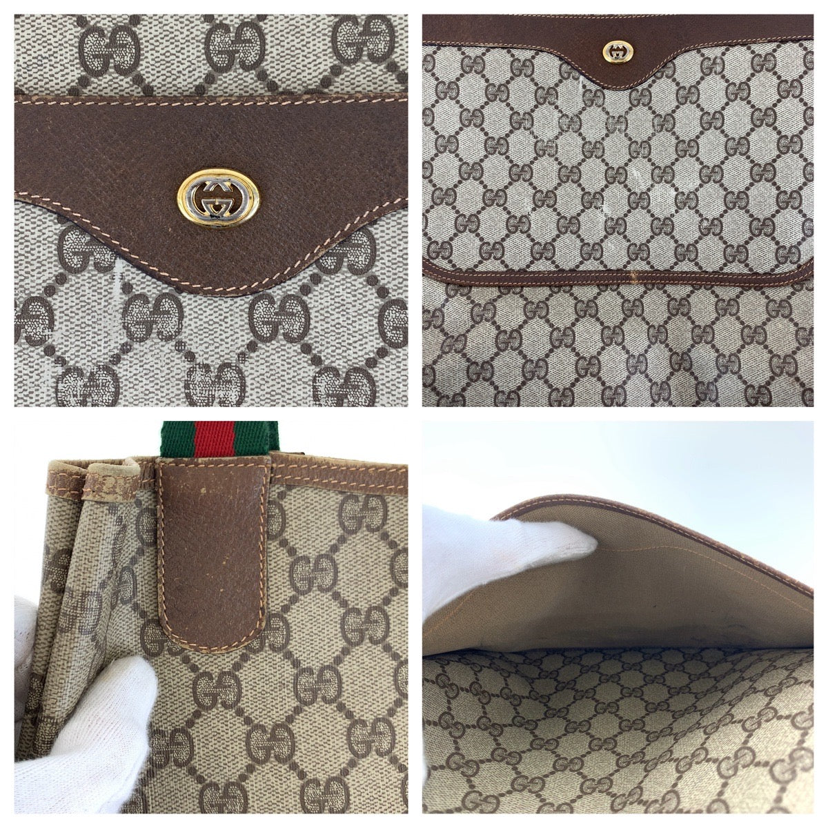 16210
GUCCI グッチ ヴィンテージ オールドグッチ シェリーライン インターロッキング ブラウン GGスプリームキャンバス / レザー 89 02 003 トートバッグ ショルダーバッグ  レディース