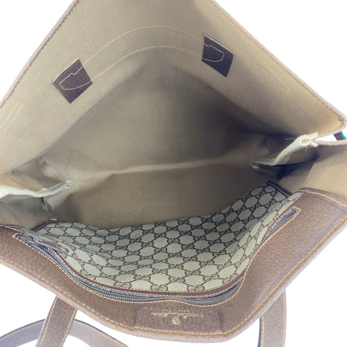 16211
GUCCI グッチ シェリーライン オールドグッチ ベージュ ブラウン ゴールド金具 GGスプリームキャンバス / レザー 39 02 091 トートバッグ ショルダーバッグ  レディース