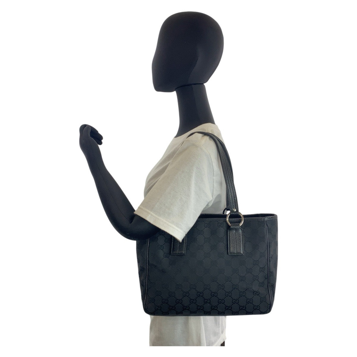 16212
GUCCI グッチ ブラック 黒 GGキャンバス / レザー 113019 トートバッグ ショルダーバッグ  レディース