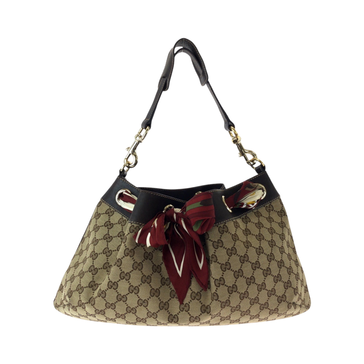 16213
GUCCI グッチ ポジターノ スカーフ ベージュ ブラウン ゴールド金具 GGキャンバス 162788 ワンショルダーバッグ 肩掛け  レディース ABP48