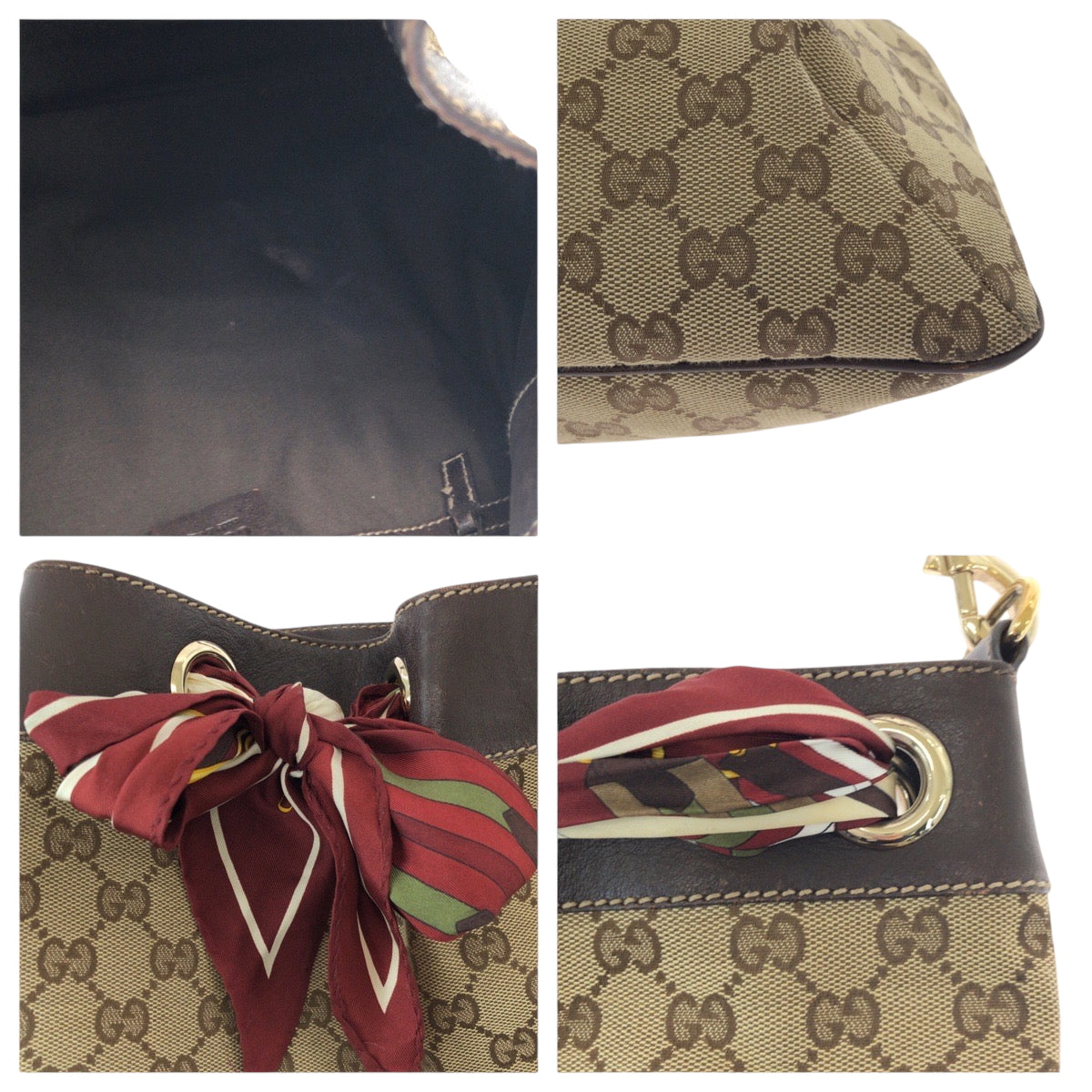 16213
GUCCI グッチ ポジターノ スカーフ ベージュ ブラウン ゴールド金具 GGキャンバス 162788 ワンショルダーバッグ 肩掛け  レディース ABP48