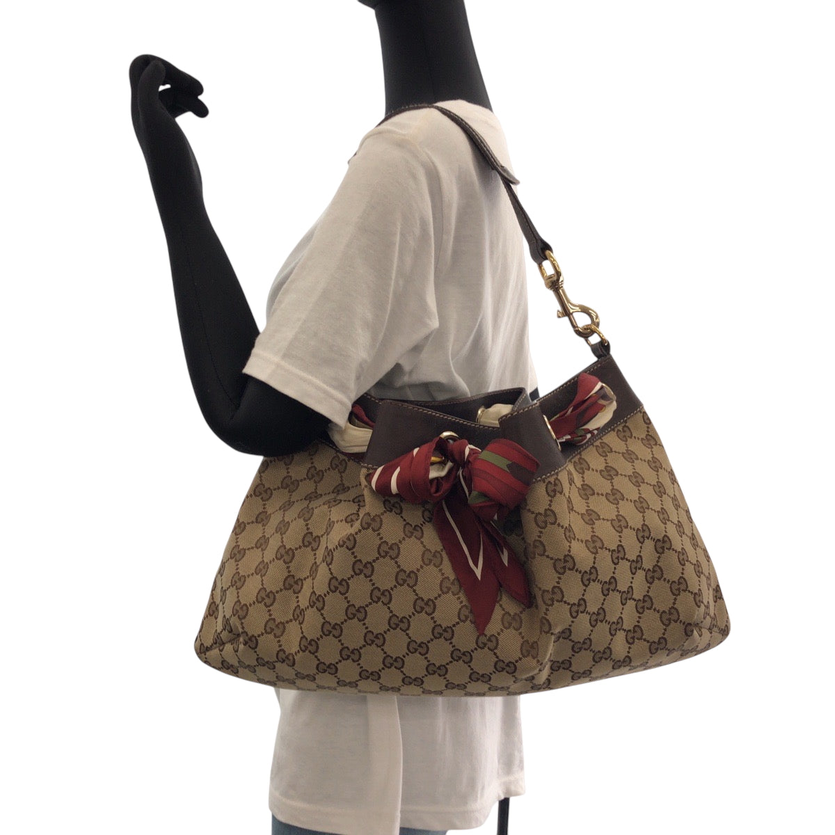 16213
GUCCI グッチ ポジターノ スカーフ ベージュ ブラウン ゴールド金具 GGキャンバス 162788 ワンショルダーバッグ 肩掛け  レディース ABP48