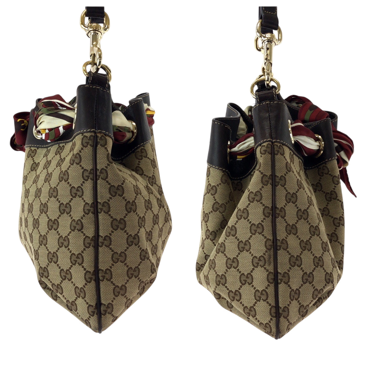16213
GUCCI グッチ ポジターノ スカーフ ベージュ ブラウン ゴールド金具 GGキャンバス 162788 ワンショルダーバッグ 肩掛け  レディース ABP48
