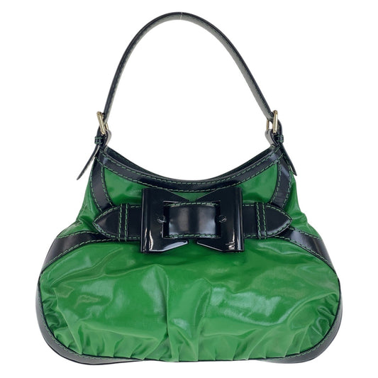 16215
GUCCI グッチ グリーン ブラック ゴールド金具 ナイロン / レザー 189885 ショルダーバッグ ホーボー レディース AB56