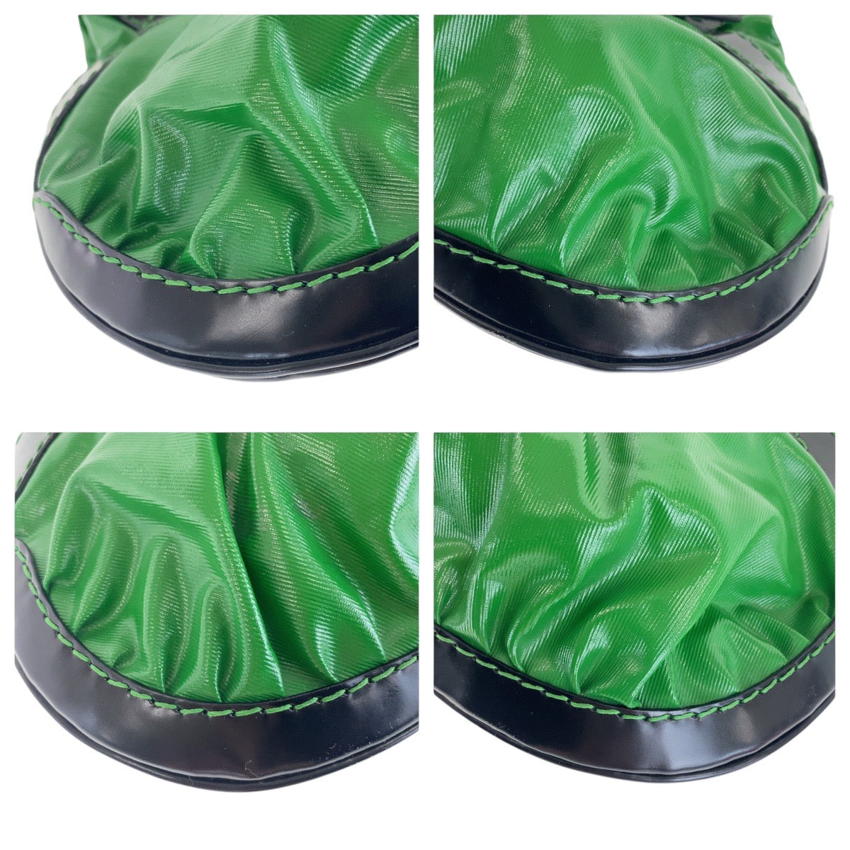 16215
GUCCI グッチ グリーン ブラック ゴールド金具 ナイロン / レザー 189885 ショルダーバッグ ホーボー レディース AB56