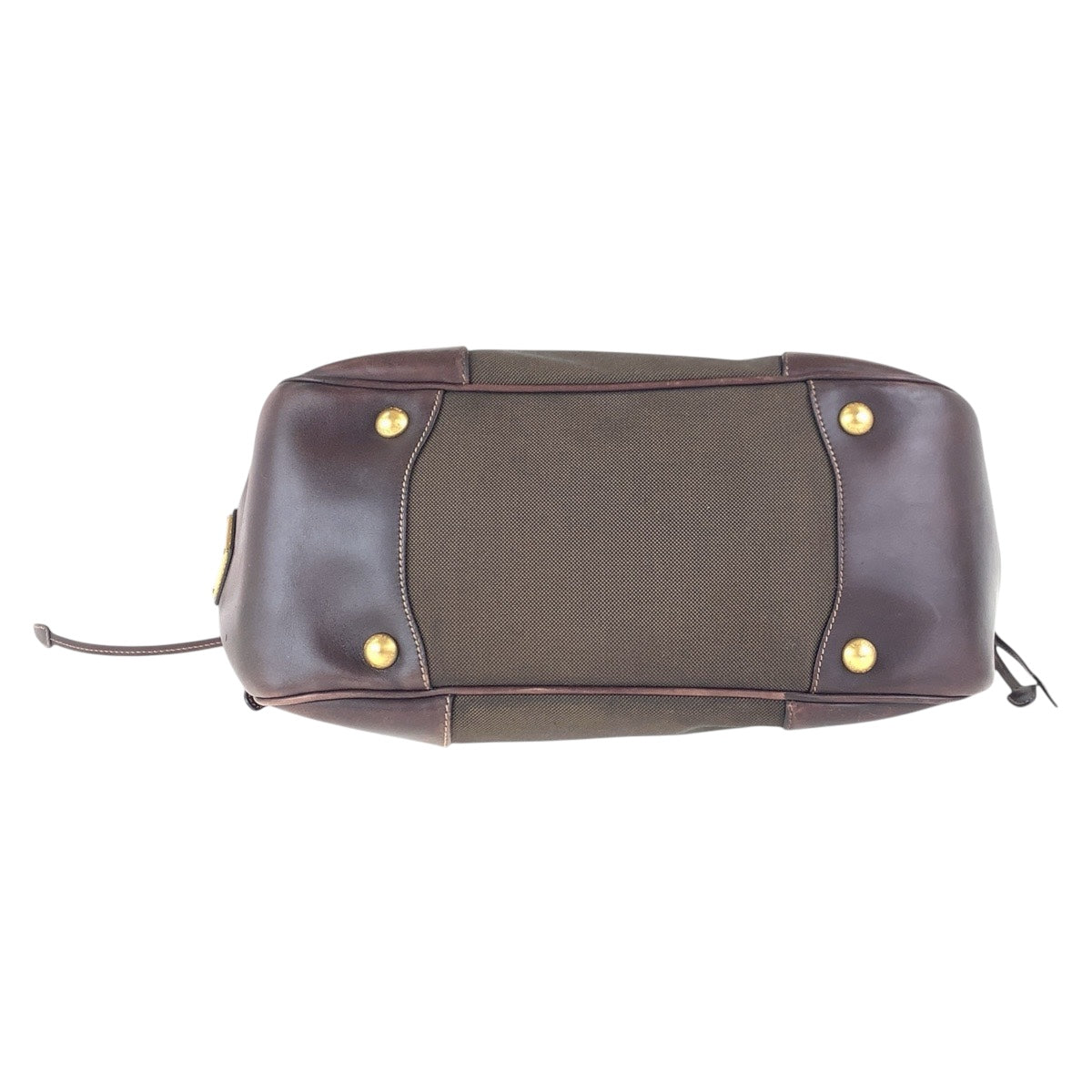 16216
PRADA プラダ ロゴジャガード ブラウン ゴールド金具 キャンバス / レザー ショルダーバッグ  レディース AB30