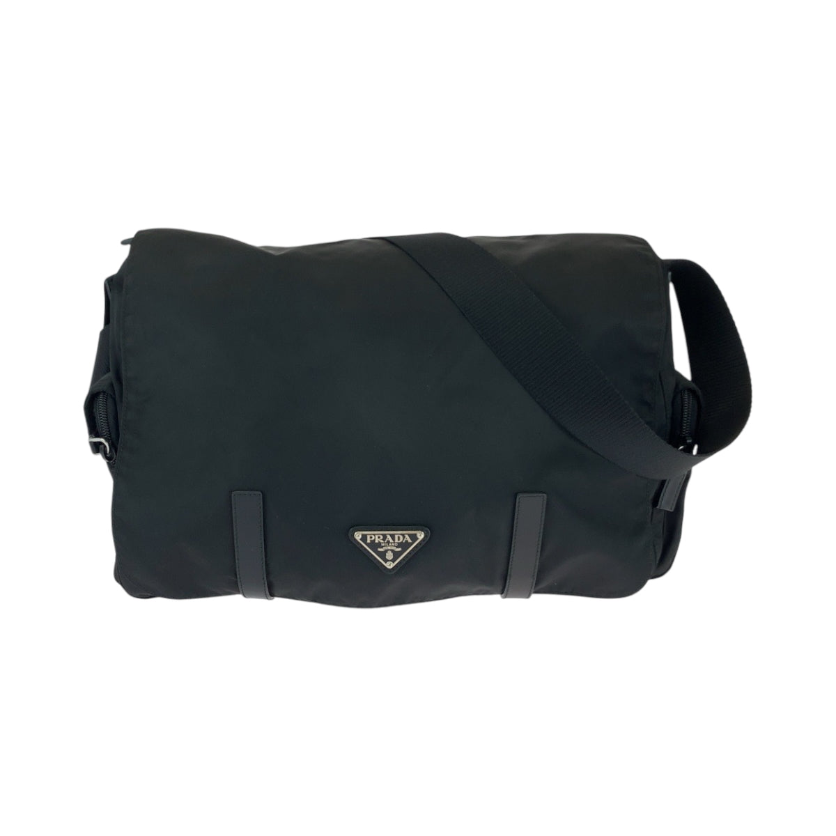 16217
PRADA プラダ テスート 三角ロゴプレート 男女兼用 ブラック 黒 シルバー金具 ナイロン BT0643 ショルダーバッグ メッセンジャーバッグ  メンズ A54