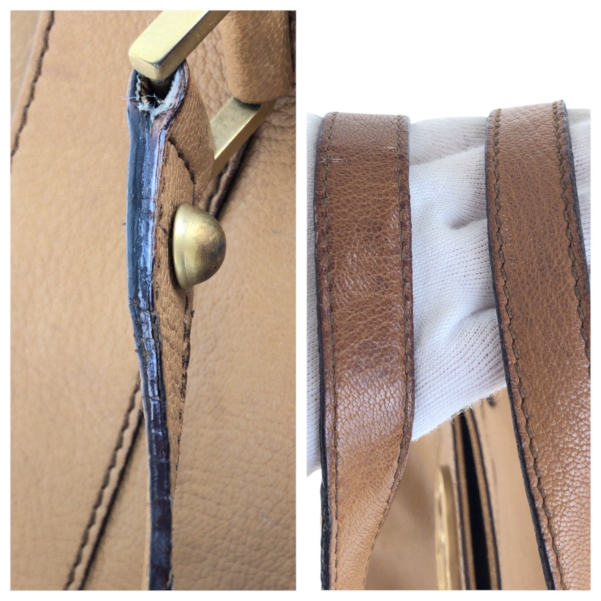 16218
GUCCI グッチ インターロッキングG ブロンディ スタッズ ブラウン ゴールド金具 レザー 121551 トートバッグ ハンドバッグ  レディース B16