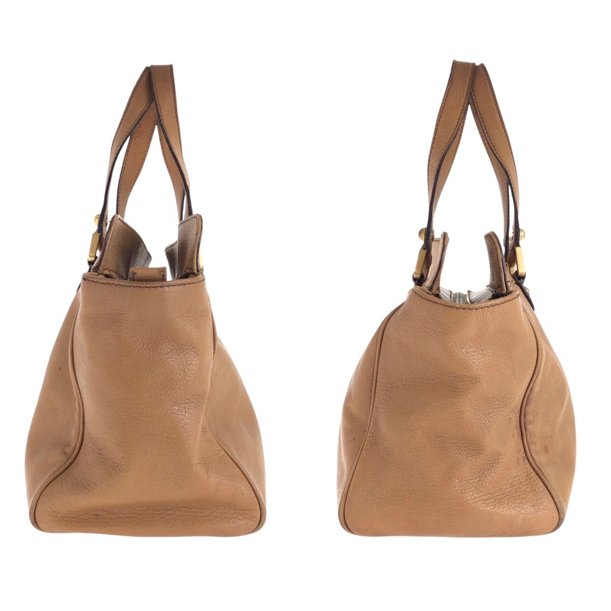 16218
GUCCI グッチ インターロッキングG ブロンディ スタッズ ブラウン ゴールド金具 レザー 121551 トートバッグ ハンドバッグ  レディース B16