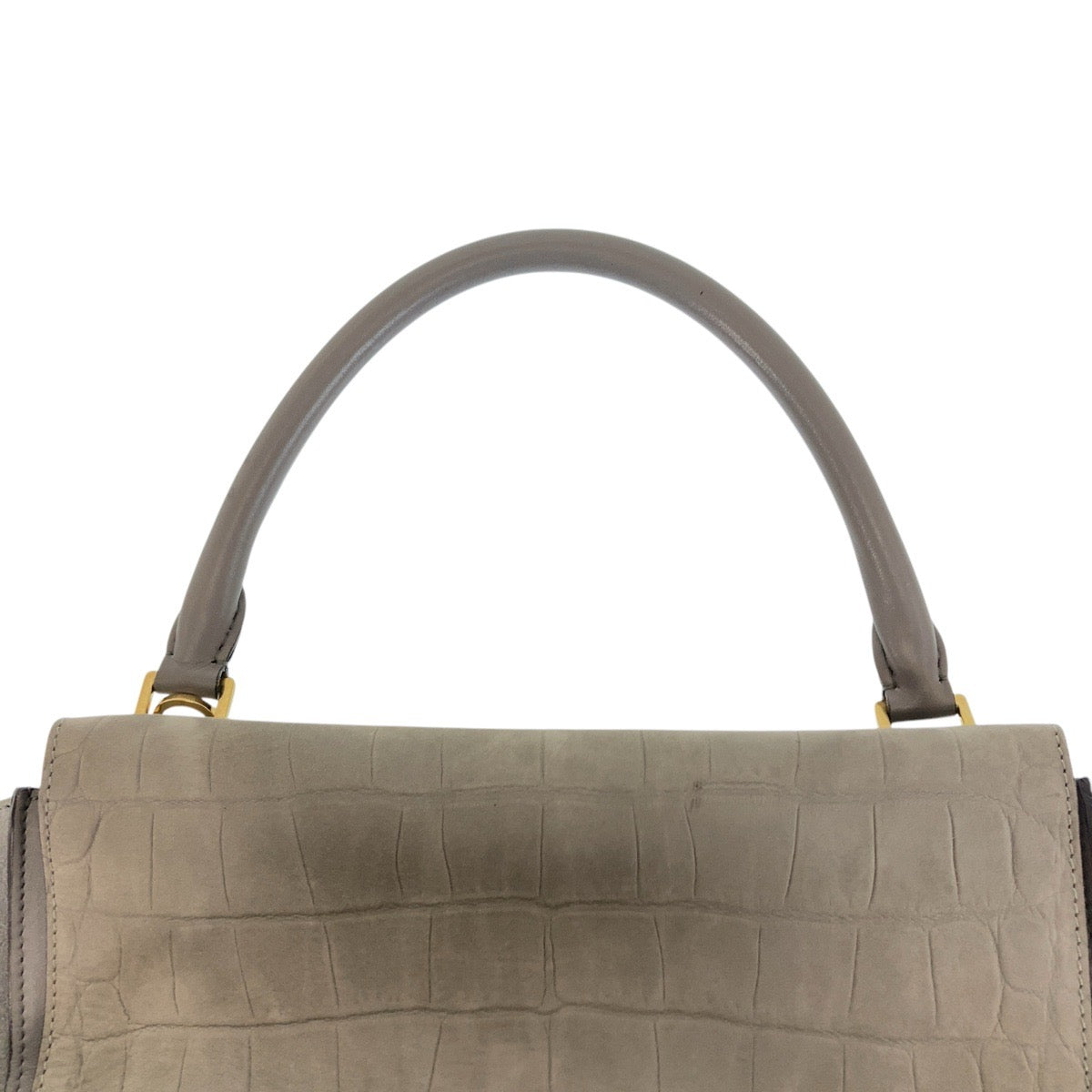 16221
CELINE セリーヌ 型押し トラペーズ ミディアム グレー ゴールド金具 レザー / スウェード ハンドバッグ ショルダーバッグ 2way  レディース ABP62