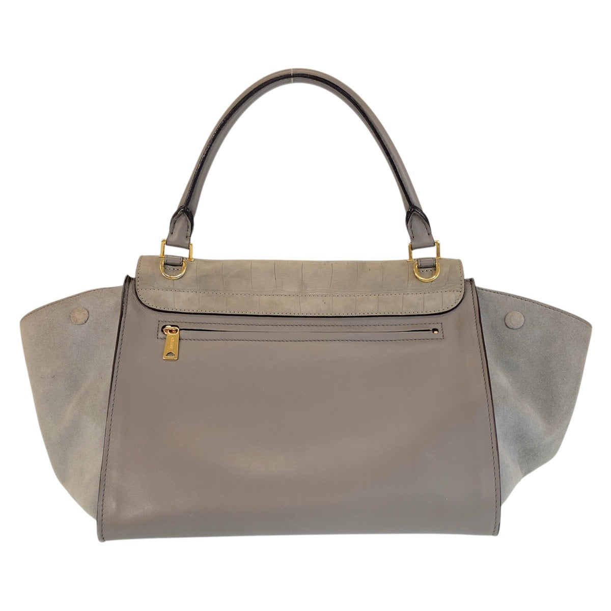 16221
CELINE セリーヌ 型押し トラペーズ ミディアム グレー ゴールド金具 レザー / スウェード ハンドバッグ ショルダーバッグ 2way  レディース ABP62