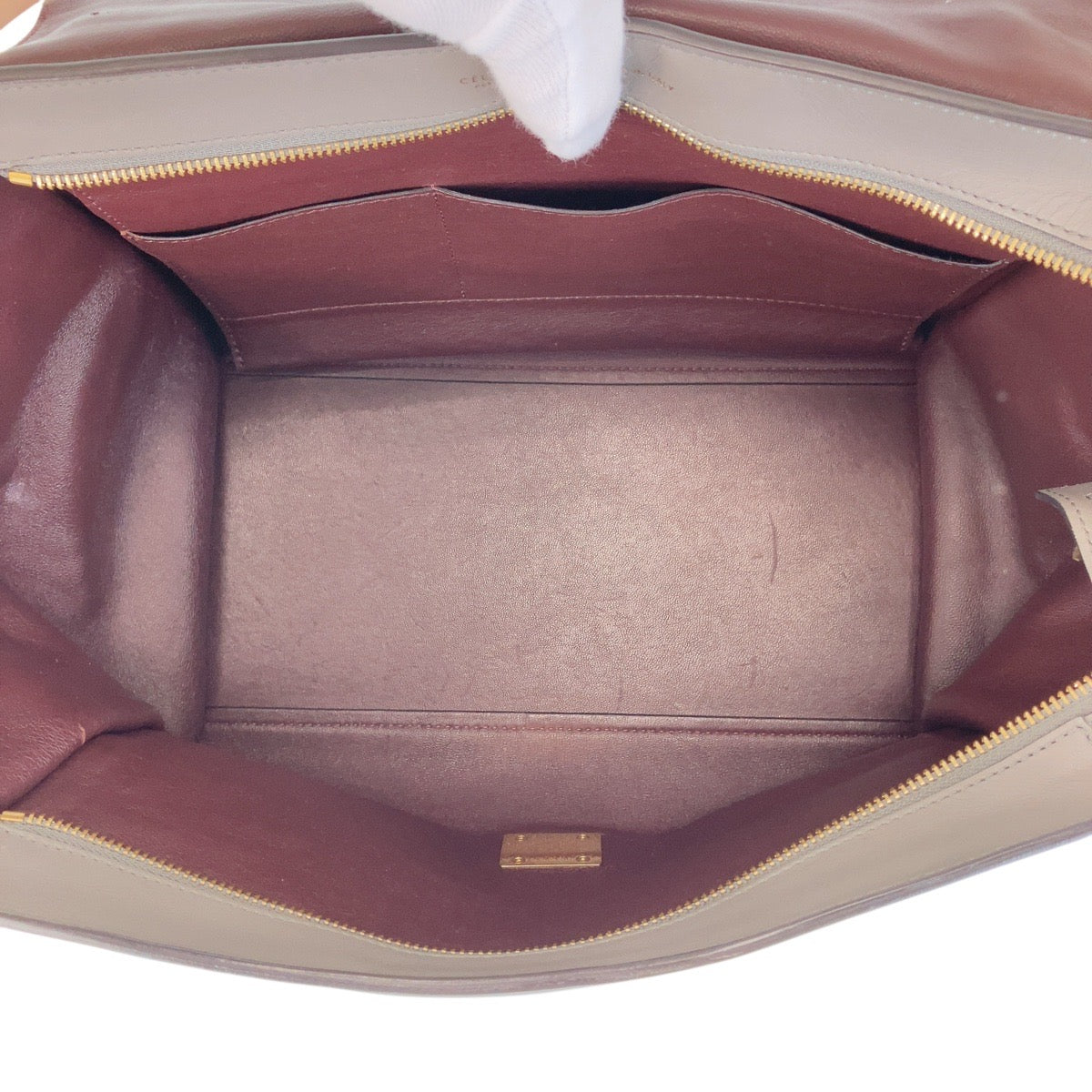 16221
CELINE セリーヌ 型押し トラペーズ ミディアム グレー ゴールド金具 レザー / スウェード ハンドバッグ ショルダーバッグ 2way  レディース ABP62