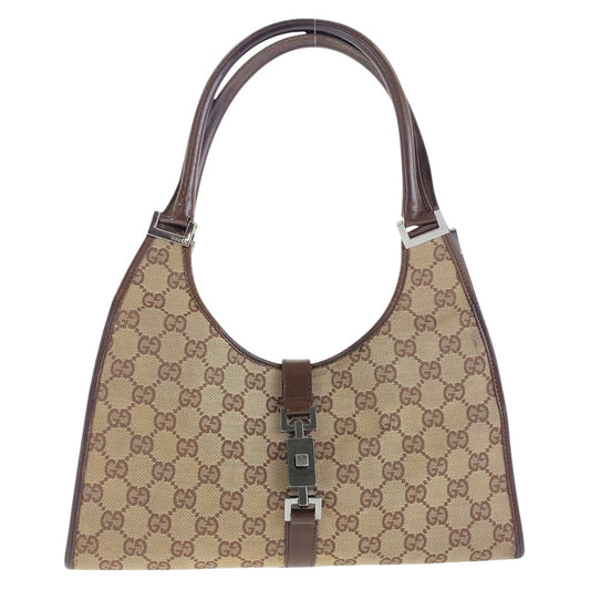 16222
GUCCI グッチ ジャッキー ベージュ ブラウン シルバー金具 GGキャンバス / レザー 002 1067 ショルダーバッグ ハンドバッグ  レディース