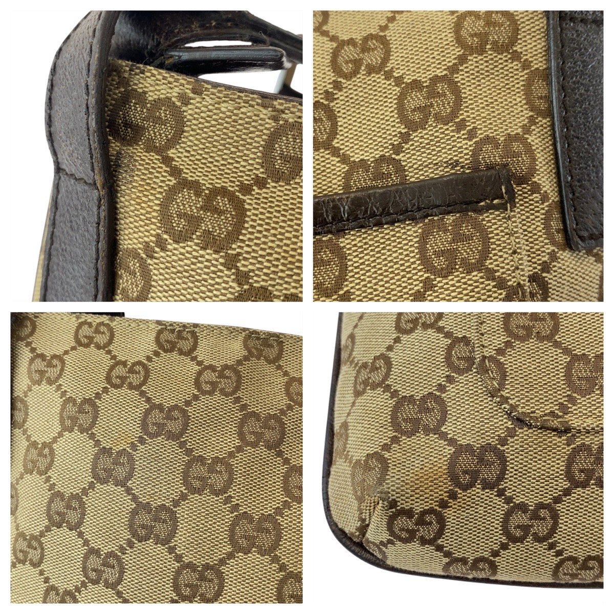 16223
GUCCI グッチ ベージュ ブラウン GGキャンバス / レザー 122791 ショルダーバッグ メッセンジャーバッグ  レディース ABP35