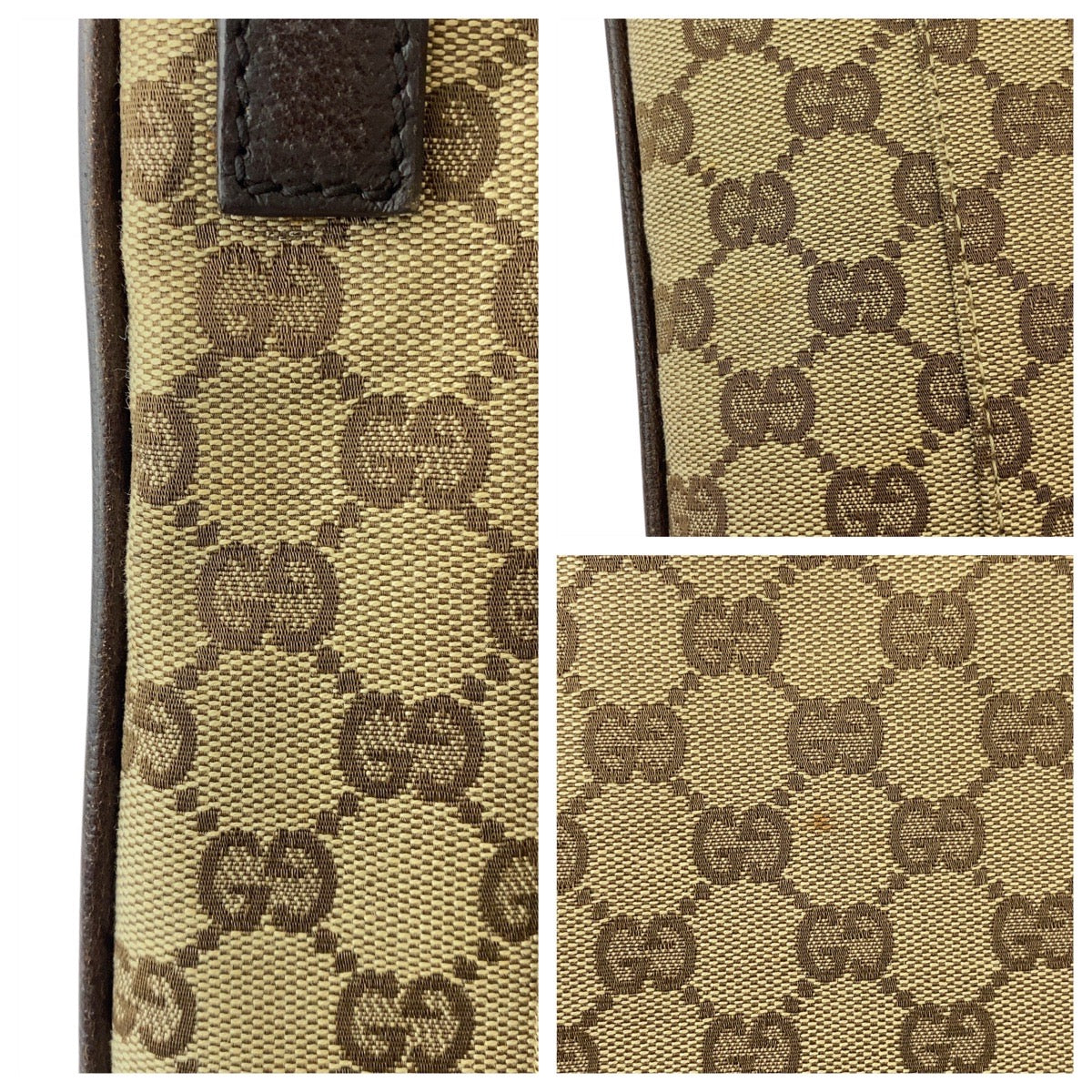 16223
GUCCI グッチ ベージュ ブラウン GGキャンバス / レザー 122791 ショルダーバッグ メッセンジャーバッグ  レディース ABP35