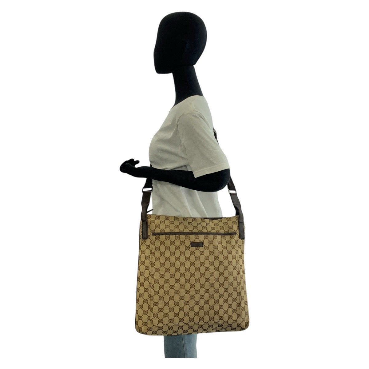 16223
GUCCI グッチ ベージュ ブラウン GGキャンバス / レザー 122791 ショルダーバッグ メッセンジャーバッグ  レディース ABP35