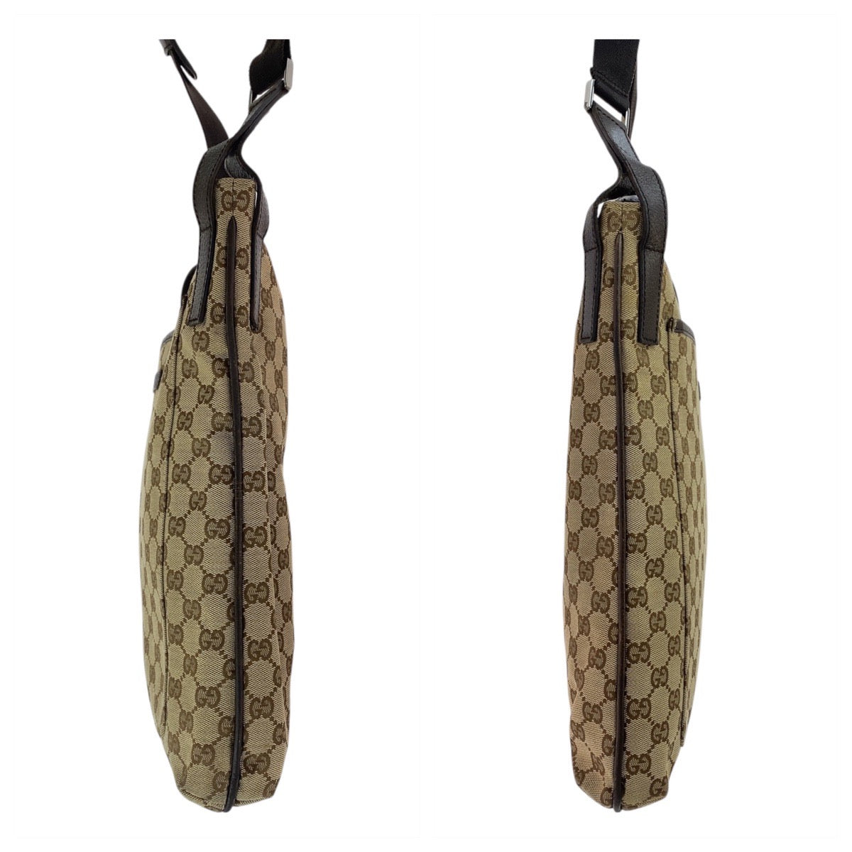 16223
GUCCI グッチ ベージュ ブラウン GGキャンバス / レザー 122791 ショルダーバッグ メッセンジャーバッグ  レディース ABP35