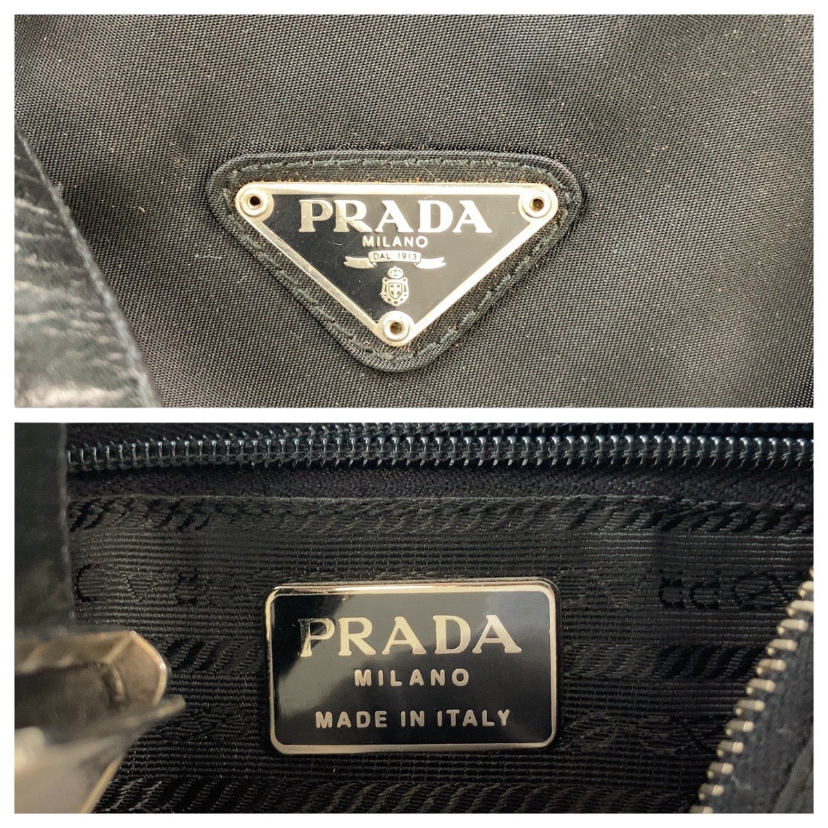 16224
PRADA プラダ テスート 三角ロゴプレート ブラック 黒 シルバー金具 ナイロン / レザー ショルダーバッグ  レディース