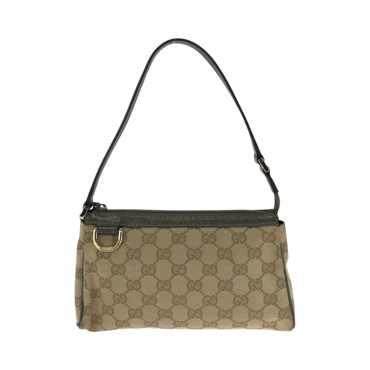 16225
GUCCI グッチ ブラウン メタリックカーキ グレー ゴールド金具 キャンバス 145750 ハンドバッグ アクセサリーポーチ  レディース