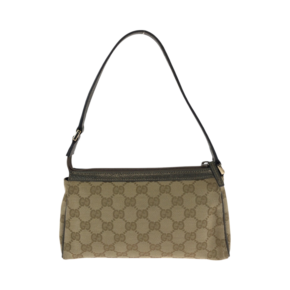 16225
GUCCI グッチ ブラウン メタリックカーキ グレー ゴールド金具 キャンバス 145750 ハンドバッグ アクセサリーポーチ  レディース