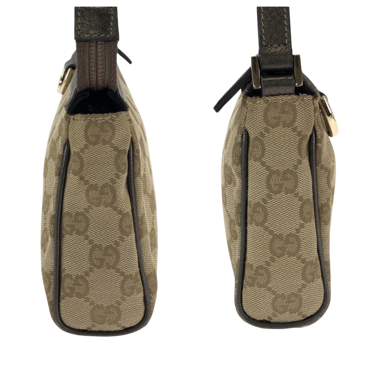16225
GUCCI グッチ ブラウン メタリックカーキ グレー ゴールド金具 キャンバス 145750 ハンドバッグ アクセサリーポーチ  レディース