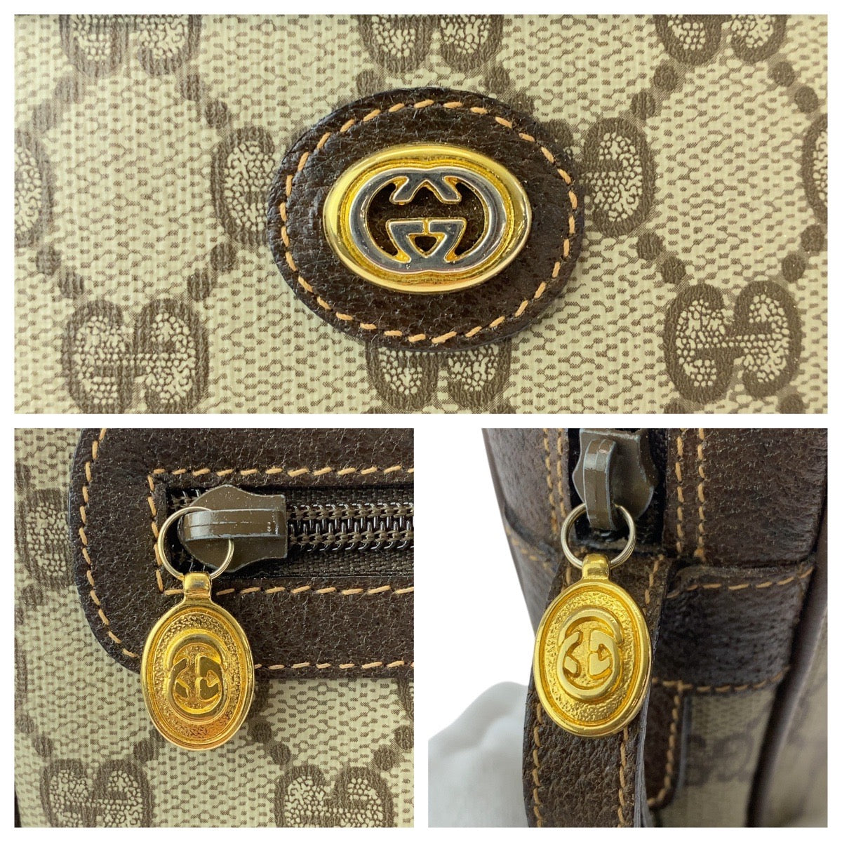 16226
GUCCI グッチ オールドグッチ ベージュ ブラウン ゴールド金具 GGスプリームキャンバス / レザー 5601 052 セカンドバッグ クラッチバッグ  メンズ