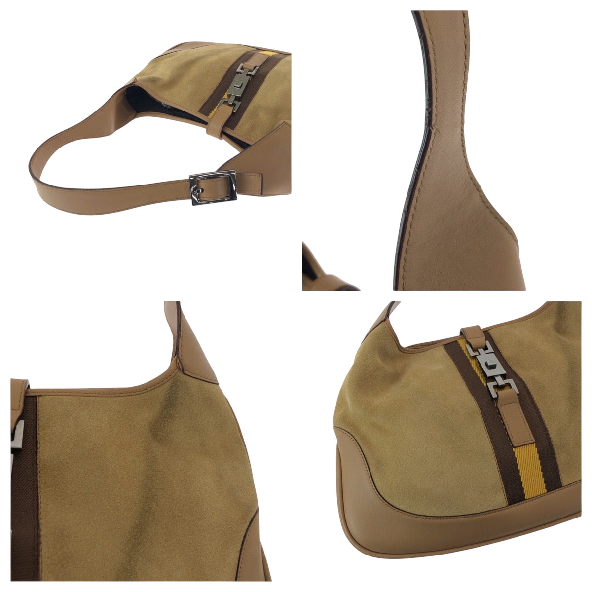 16228
GUCCI グッチ ジャッキー キャメル ブラウン シルバー金具 スウェード 001 3306 ワンショルダーバッグ 肩掛け  レディース ABP40