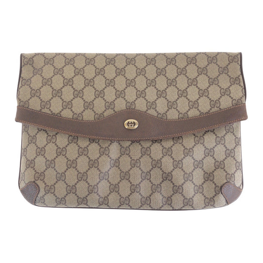 16229
GUCCI グッチ ヴィンテージ オールドグッチ ブラウン ベージュ ゴールド金具 GGスプリームキャンバス / レザー 89 02075 クラッチバッグ セカンドバッグ  メンズ AB16