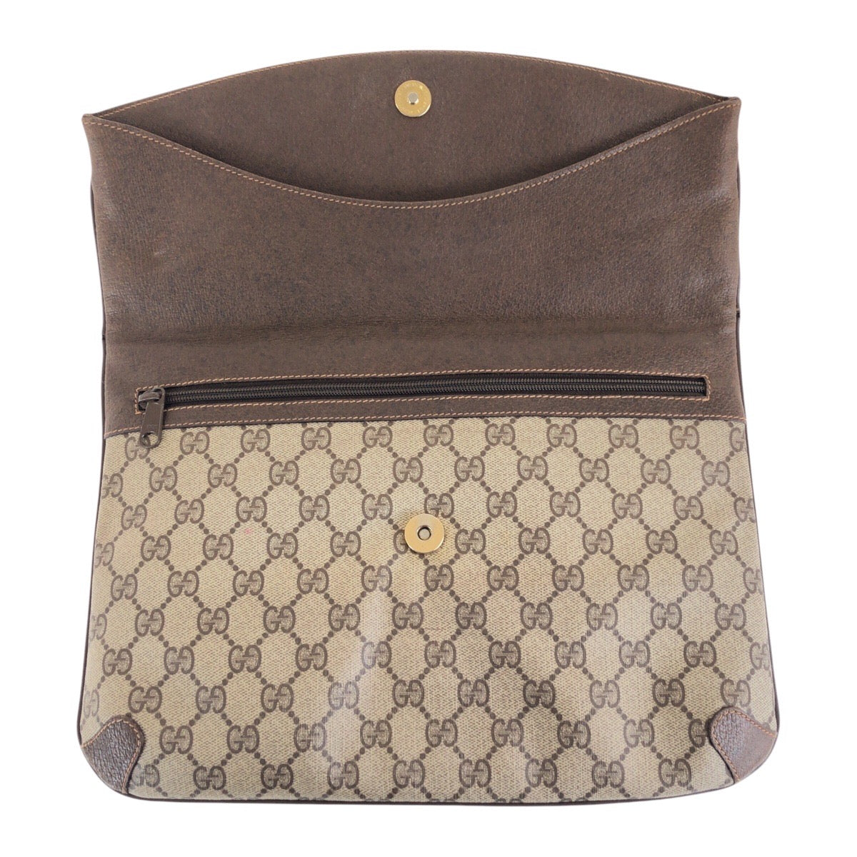 16229
GUCCI グッチ ヴィンテージ オールドグッチ ブラウン ベージュ ゴールド金具 GGスプリームキャンバス / レザー 89 02075 クラッチバッグ セカンドバッグ  メンズ AB16