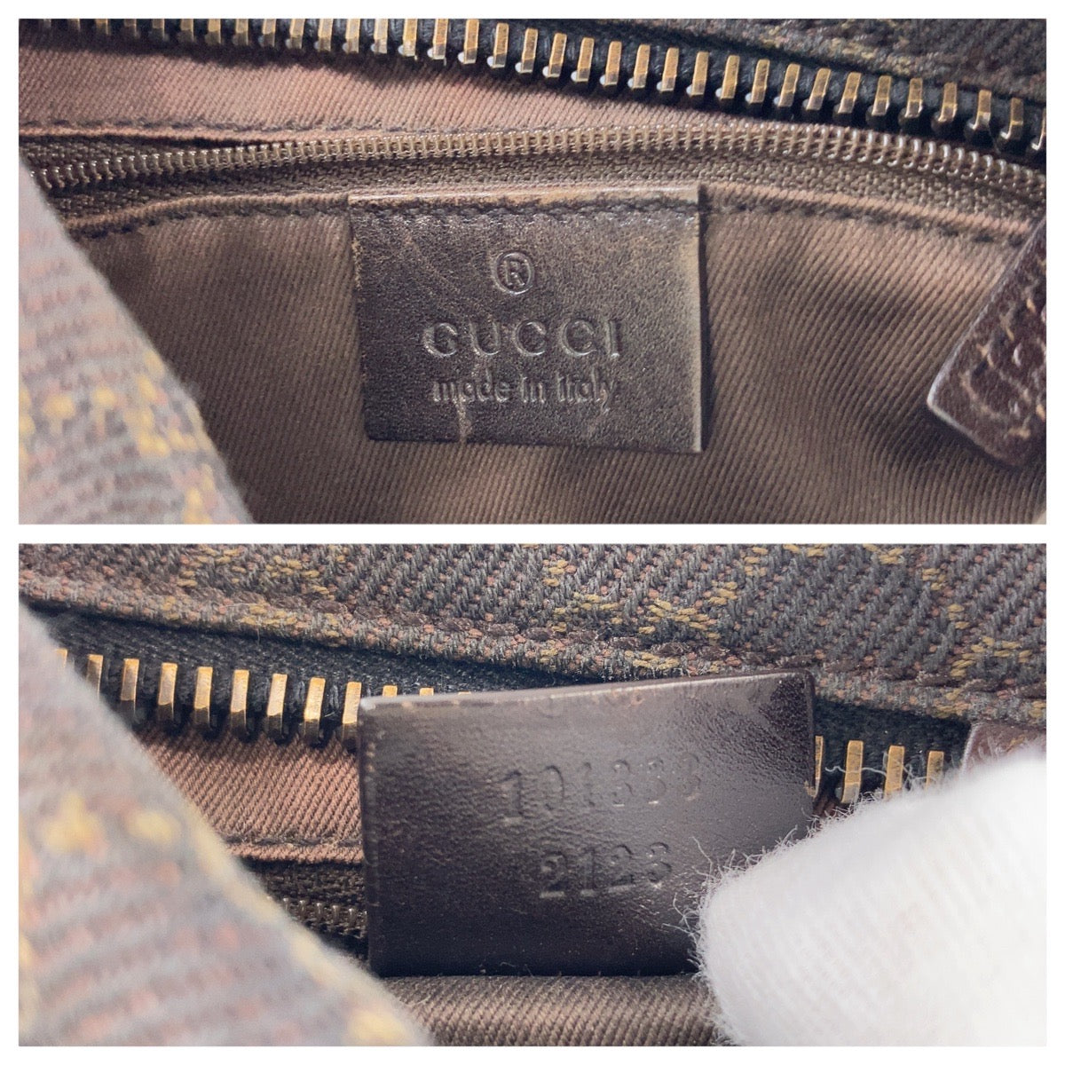 16230
GUCCI グッチ ダークブラウン GGキャンバス / レザー 101333 ショルダーバッグ ハンドバッグ  レディース ABP28