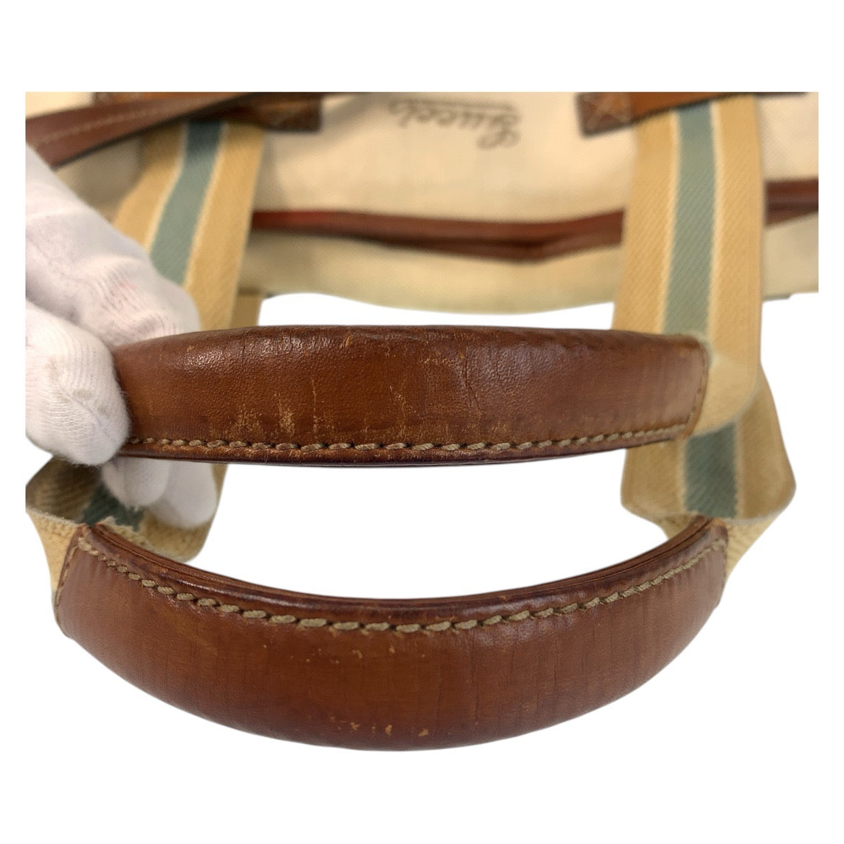 16231
GUCCI グッチ シェリーライン ベージュ ブラウン ゴールド金具 キャンバス / レザー 170594 トートバッグ ショルダーバッグ  レディース