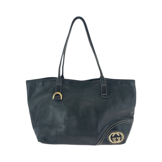 16232
GUCCI グッチ ニューブリット ブラック 黒 ゴールド金具 レザー 169946 トートバッグ ショルダーバッグ  レディース ABP32