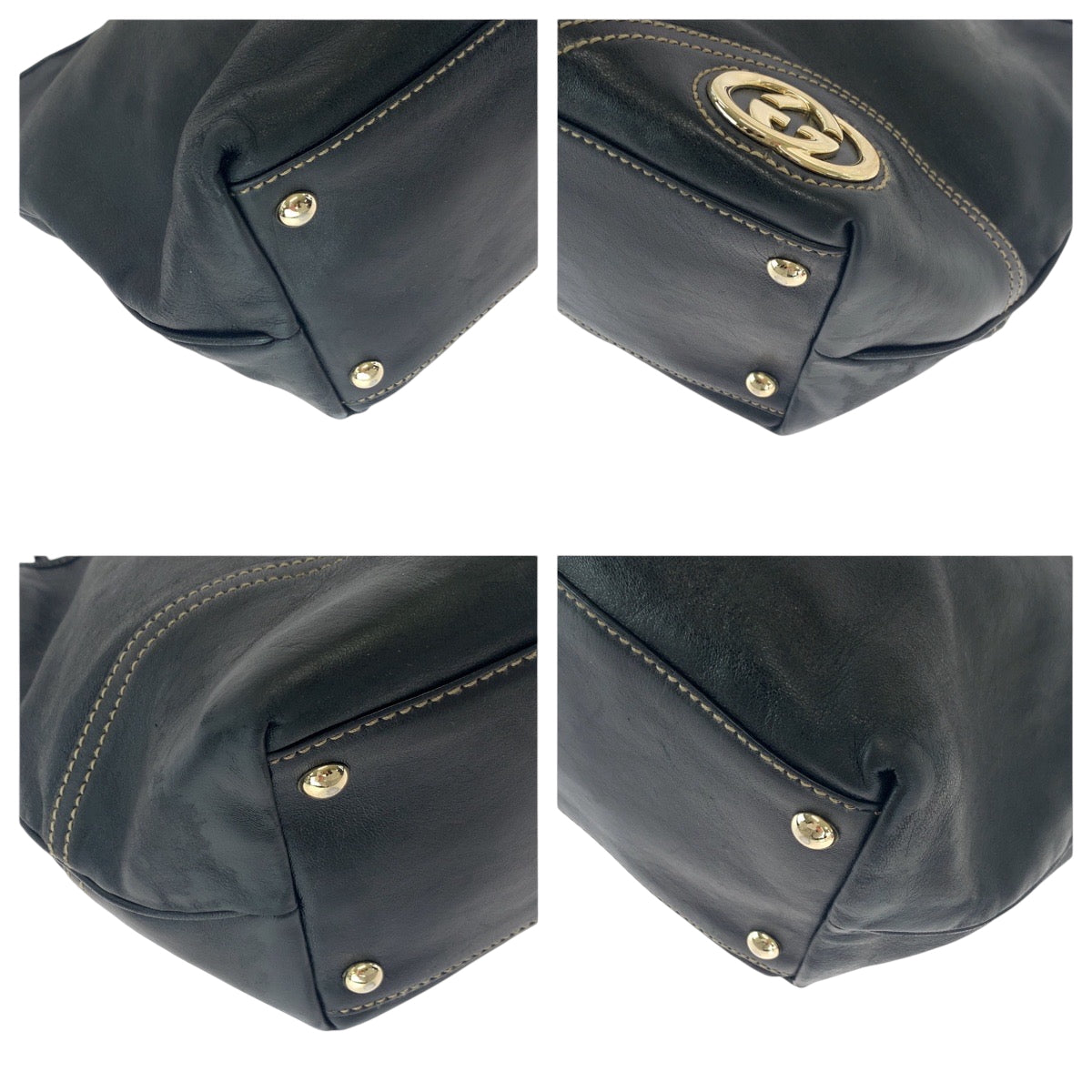 16232
GUCCI グッチ ニューブリット ブラック 黒 ゴールド金具 レザー 169946 トートバッグ ショルダーバッグ  レディース ABP32