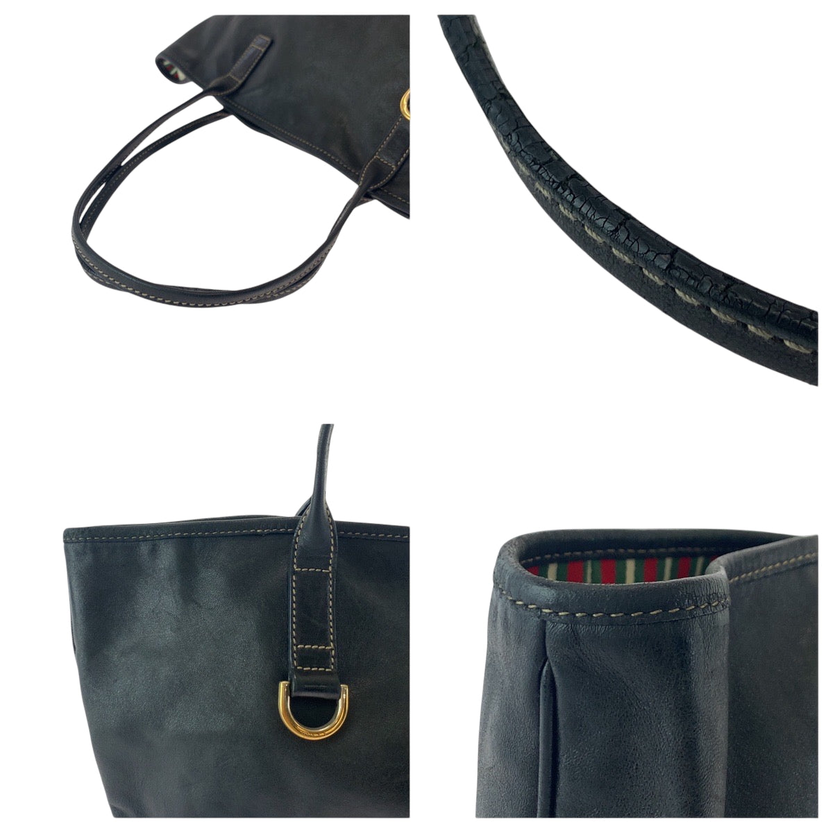 16232
GUCCI グッチ ニューブリット ブラック 黒 ゴールド金具 レザー 169946 トートバッグ ショルダーバッグ  レディース ABP32