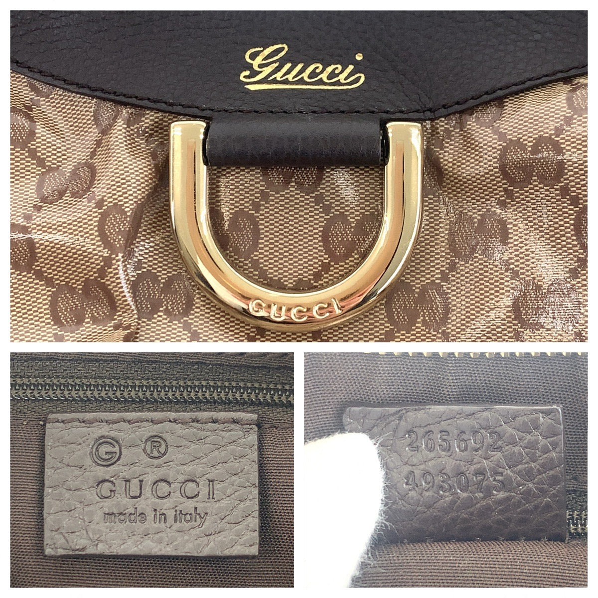 16235
GUCCI グッチ アビー GGクリスタル ベージュ ブラウン ゴールド金具 PVC / レザー 265692 ショルダーバッグ  レディース