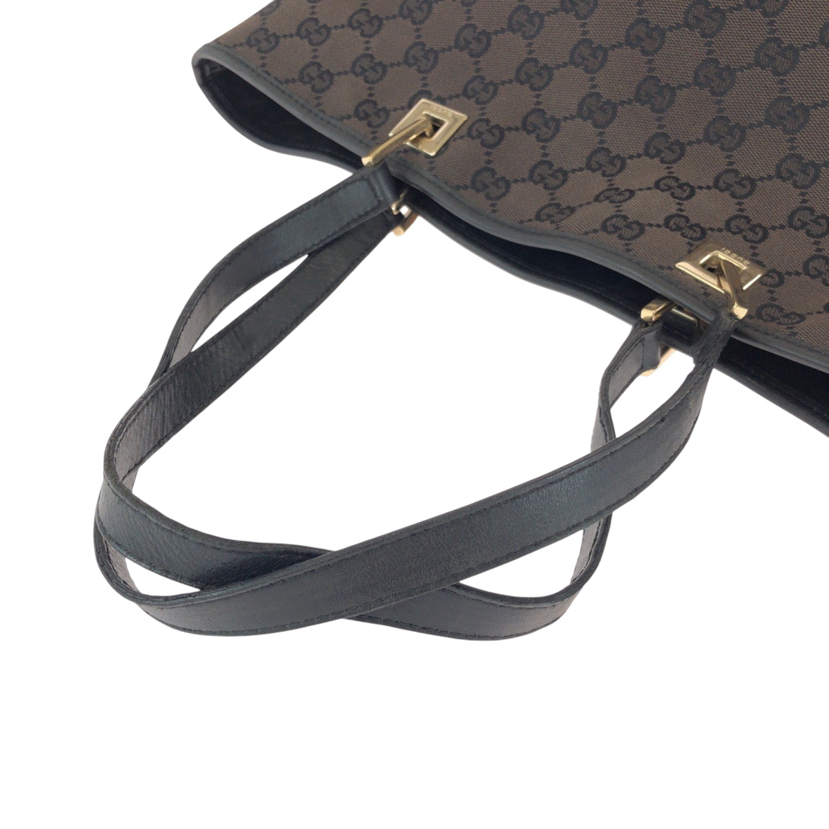 16241
GUCCI グッチ ブラウン ブラック 黒 ゴールド金具 GGキャンバス 002 1098 トートバッグ ショルダーバッグ  レディース ABP35