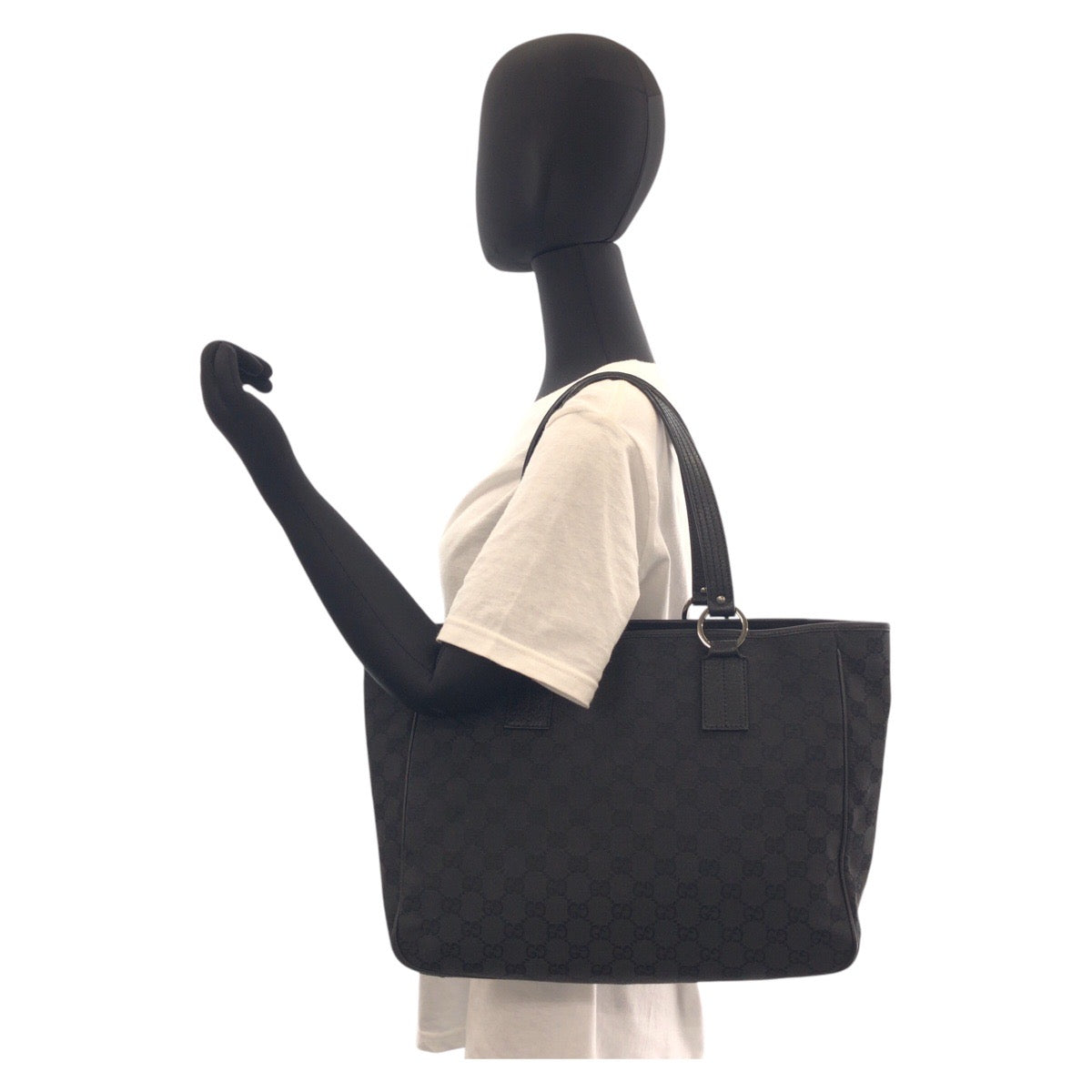16242
GUCCI グッチ ブラック 黒 GGキャンバス / レザー 113017 トートバッグ ショルダーバッグ  レディース ABP39