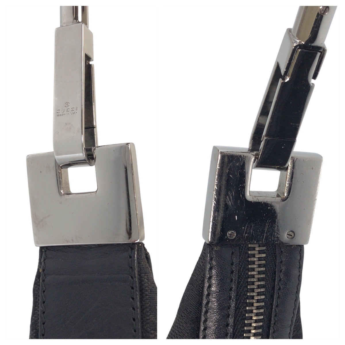 16243
GUCCI グッチ ブラック 黒 GGキャンバス / レザー 01234 ショルダーバッグ  レディース A39