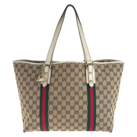 16245
GUCCI グッチ シェリーライン ブラウン ホワイト ゴールド金具 GGキャンバス / レザー 139260 トートバッグ ショルダーバッグ  レディース ABP40