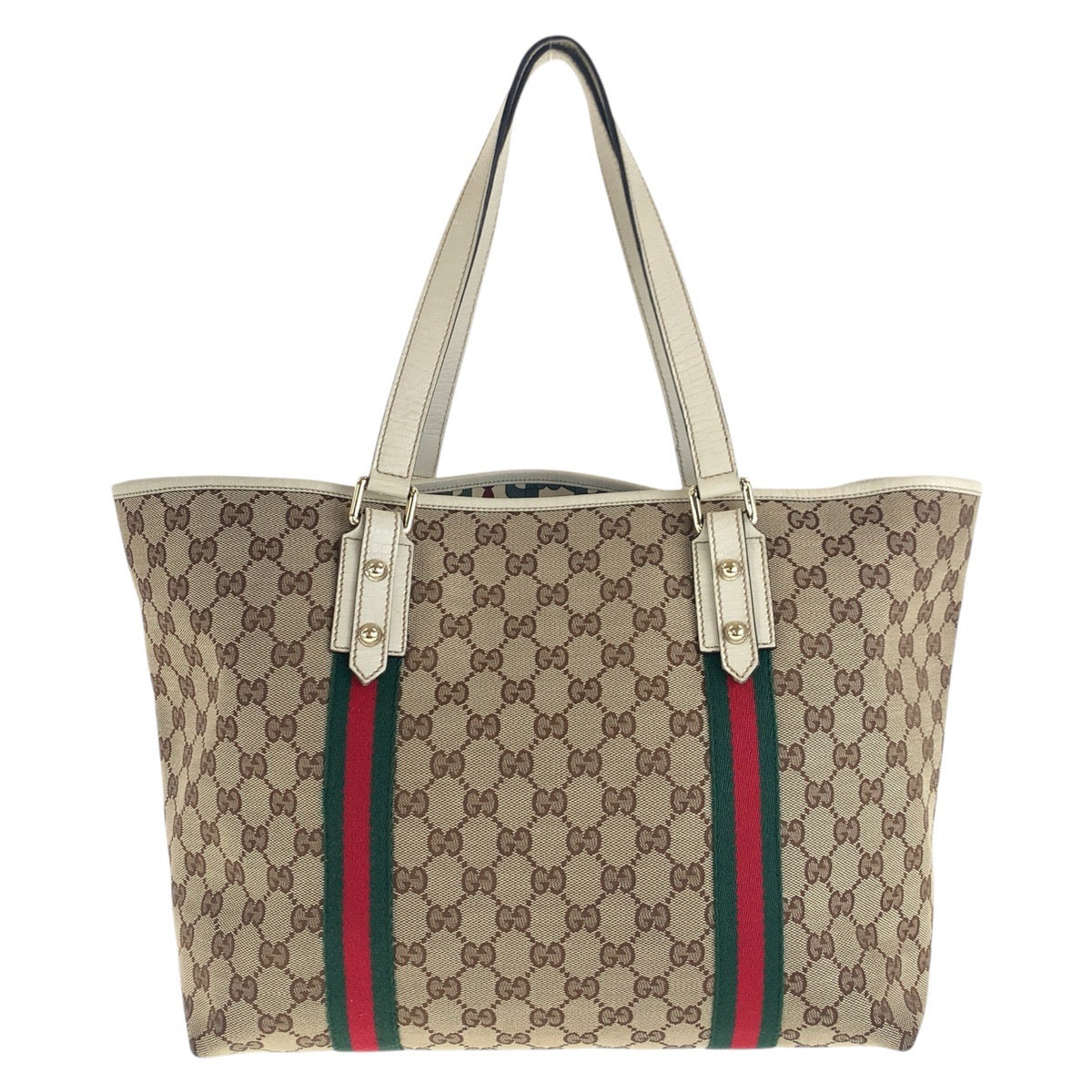 16245
GUCCI グッチ シェリーライン ブラウン ホワイト ゴールド金具 GGキャンバス / レザー 139260 トートバッグ ショルダーバッグ  レディース ABP40