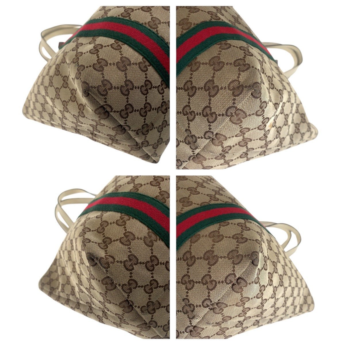 16245
GUCCI グッチ シェリーライン ブラウン ホワイト ゴールド金具 GGキャンバス / レザー 139260 トートバッグ ショルダーバッグ  レディース ABP40