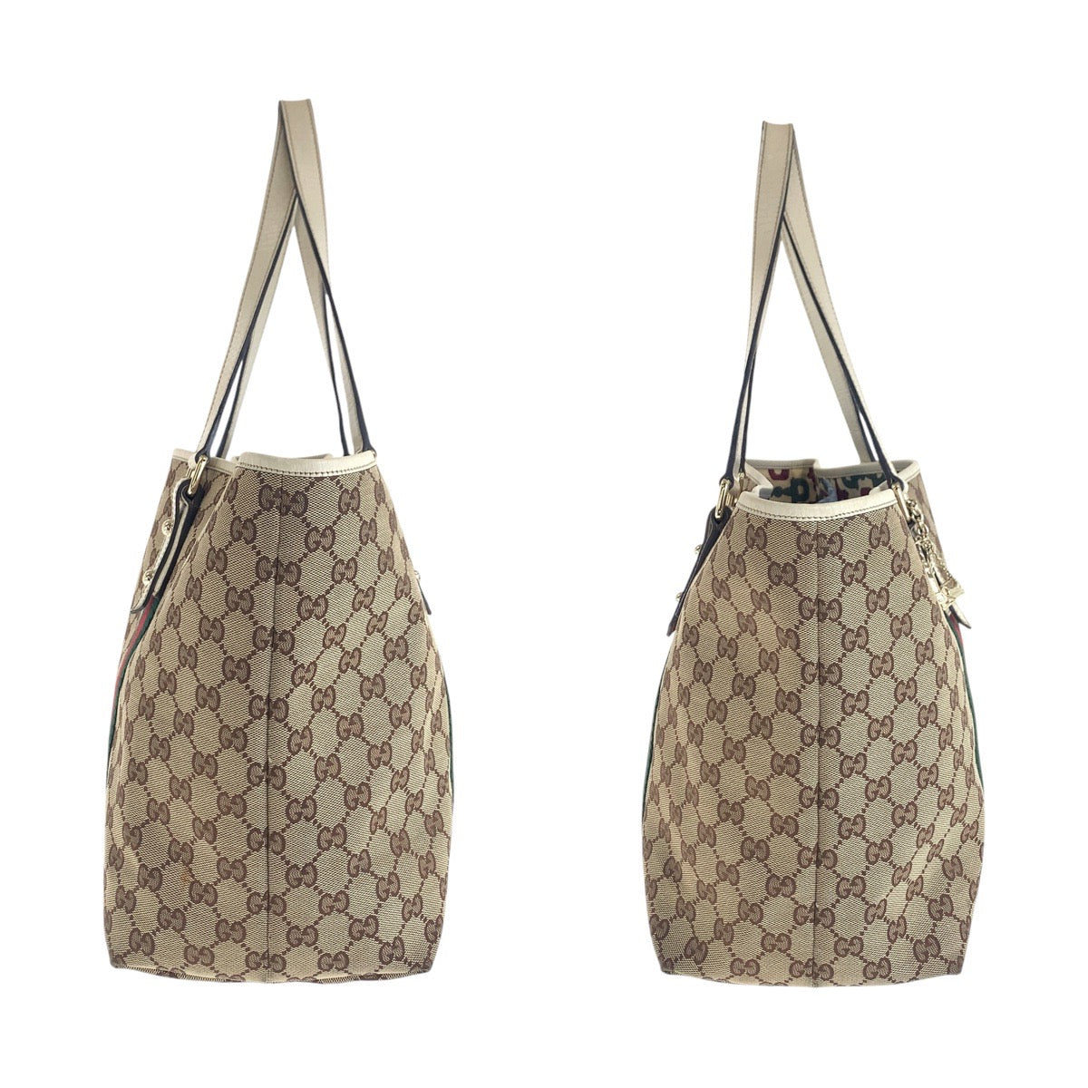 16245
GUCCI グッチ シェリーライン ブラウン ホワイト ゴールド金具 GGキャンバス / レザー 139260 トートバッグ ショルダーバッグ  レディース ABP40