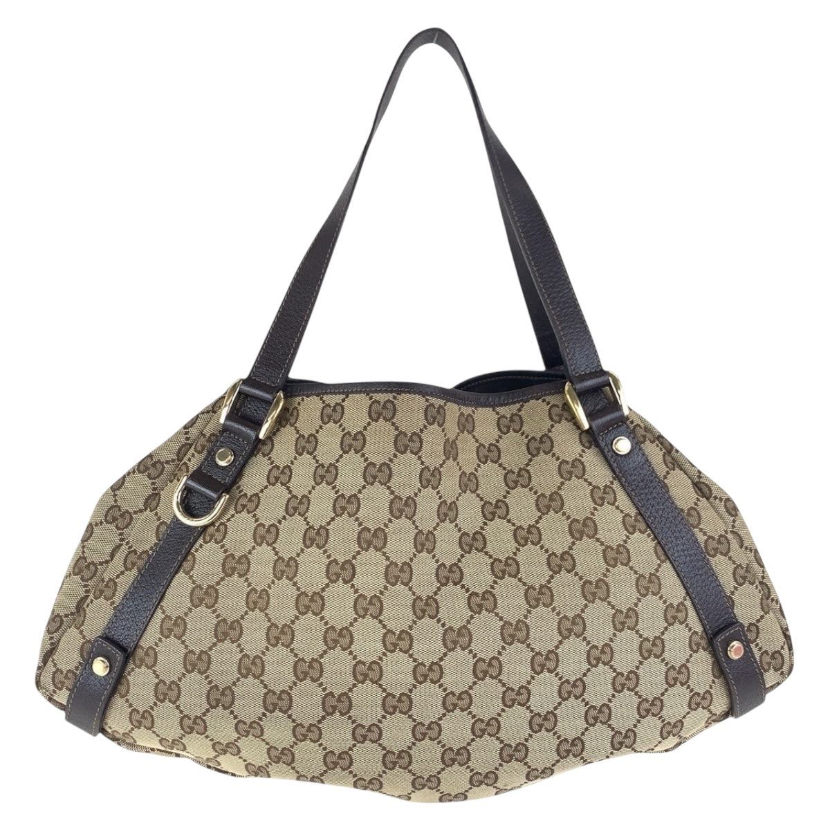 16246
GUCCI グッチ ベージュ ブラウン ゴールド金具 GGキャンバス / レザー 130736 ショルダーバッグ トートバッグ  レディース