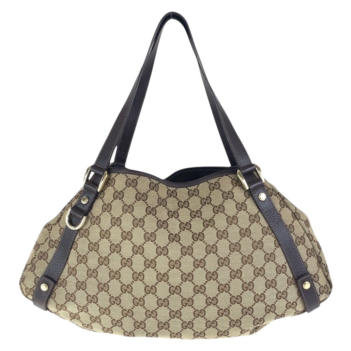 16246
GUCCI グッチ ベージュ ブラウン ゴールド金具 GGキャンバス / レザー 130736 ショルダーバッグ トートバッグ  レディース