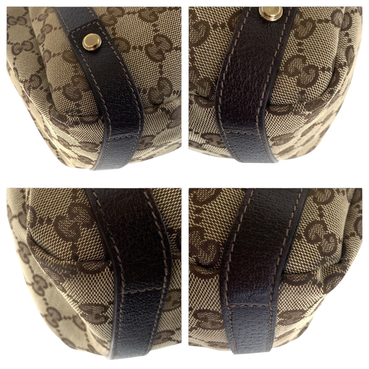 16246
GUCCI グッチ ベージュ ブラウン ゴールド金具 GGキャンバス / レザー 130736 ショルダーバッグ トートバッグ  レディース